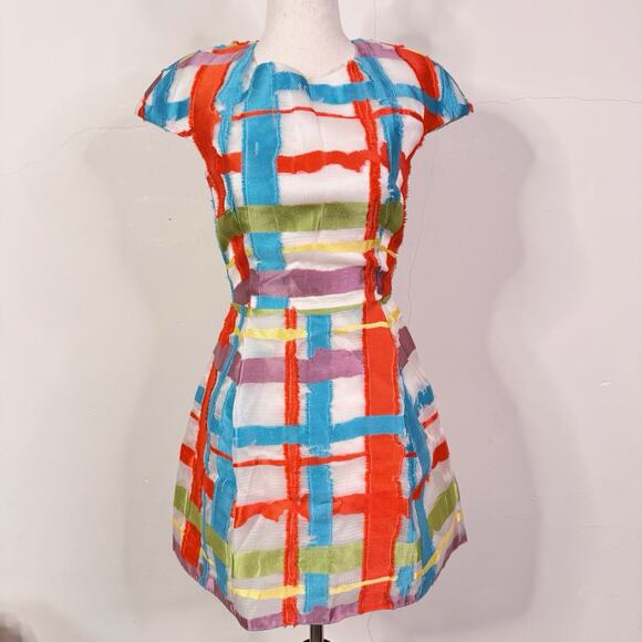 Andrew Gn Runway Dress SS15 Multicolor Abstract Print Silk Blend Mini 36 NWT - Picture 2 of 14